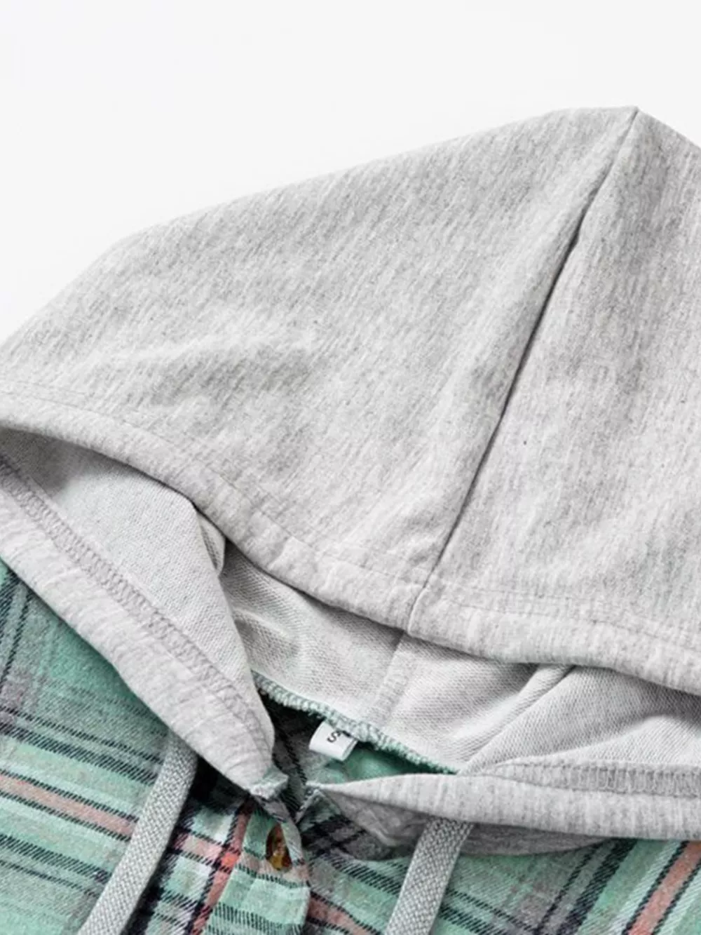 Plaid Button-Up Hooded Shirt with Chest Pocket, image 9