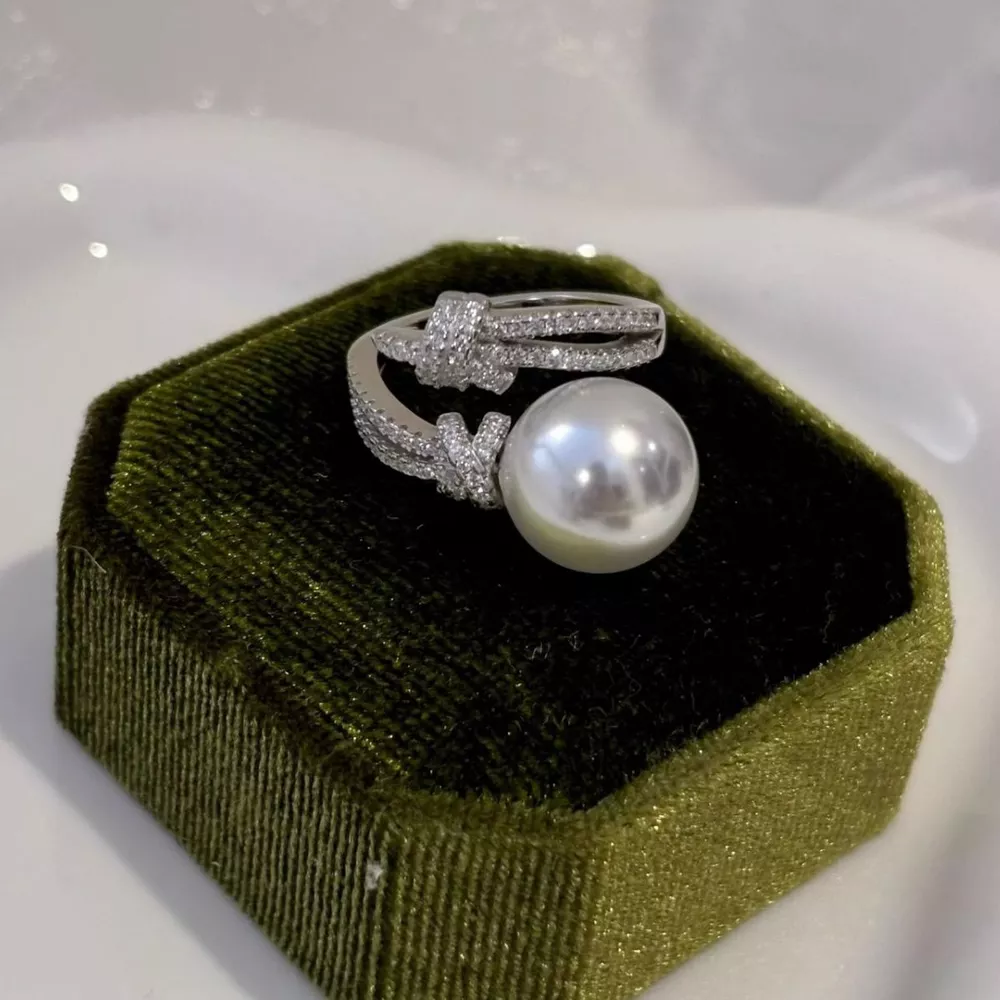 Pearl Zircon Bypass Ring, image 6