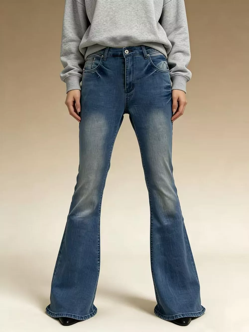 Full Size Vintage Wash High-Waisted Flare Jeans Plus Size, image 3