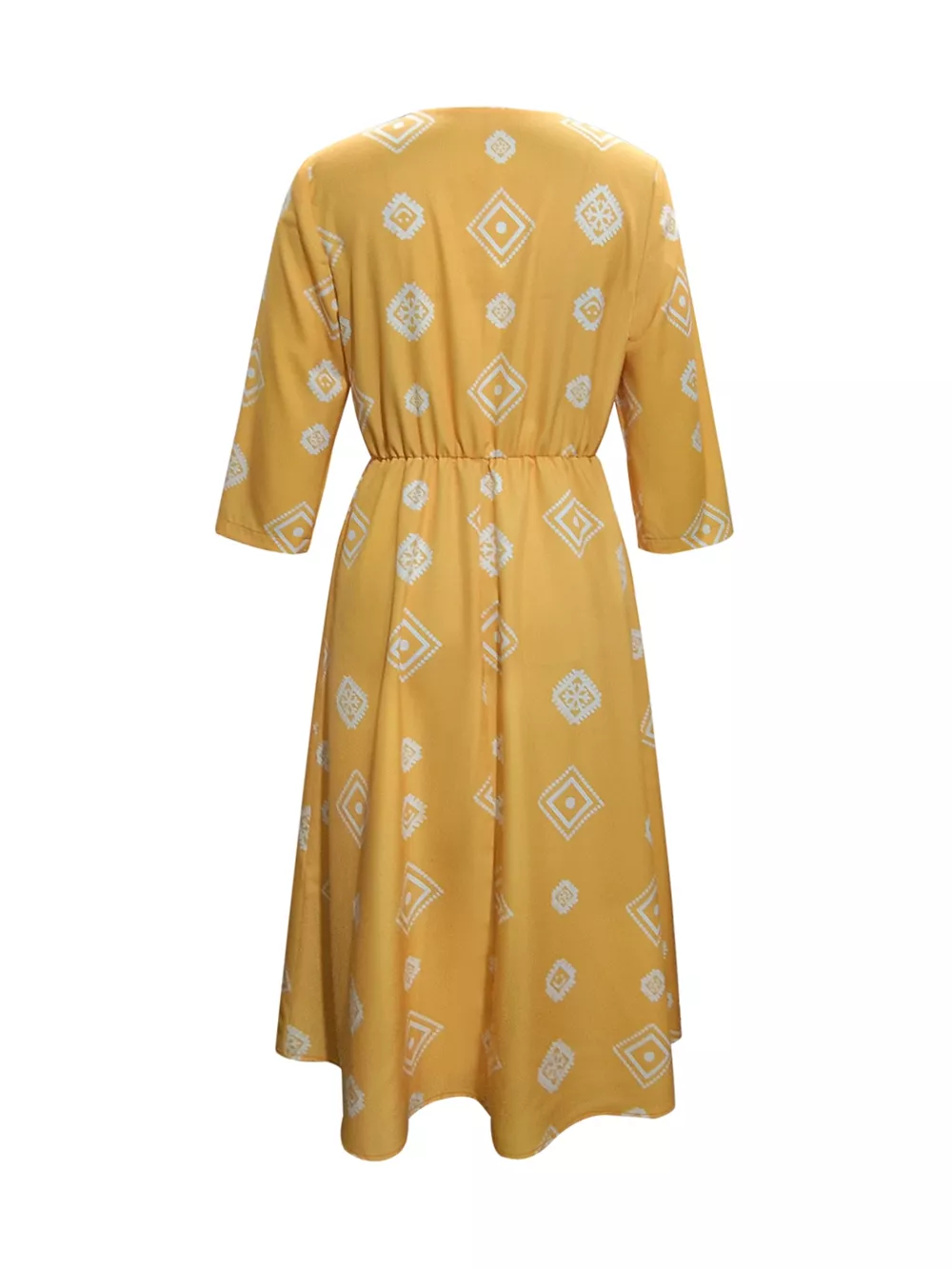 Notched 3/4 Sleeve Midi Dress, image 2