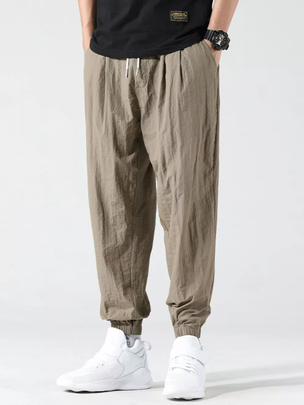 Men's Plus Size Drawstring Loose Fit Joggers, image 4