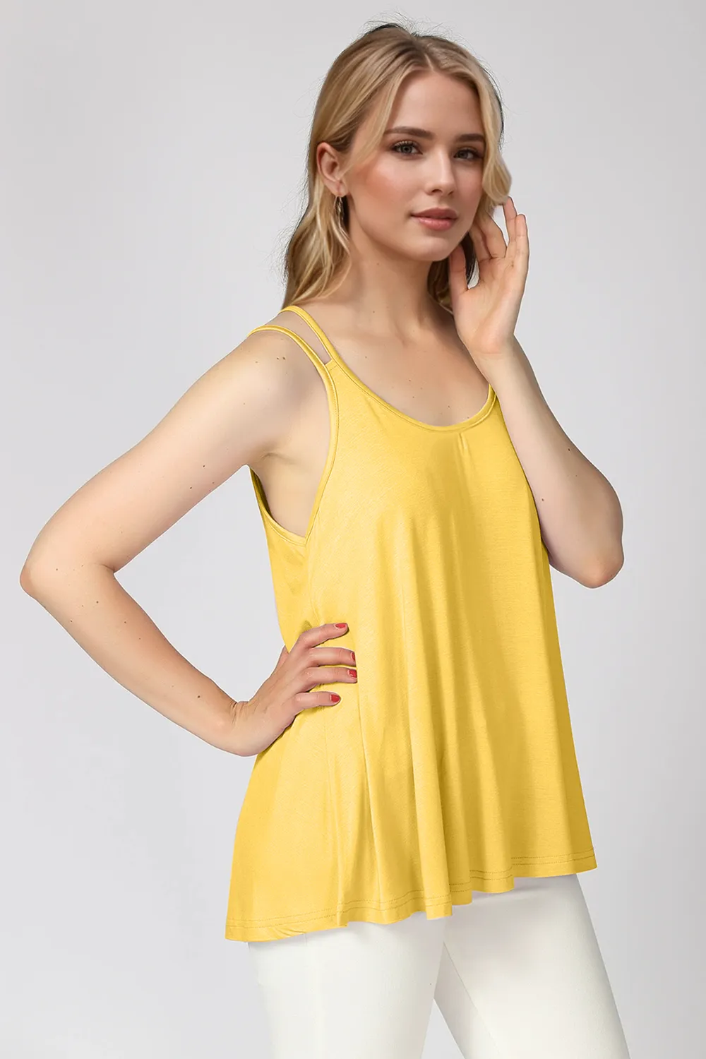 Bamboo Scoop Neck Double Spaghetti Straps Cami, image 7