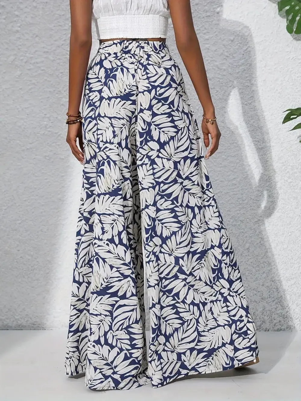Printed High Waist Wide Leg Pants, image 8