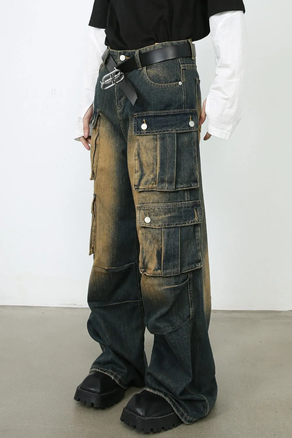 Men's Washed Wide Leg Jeans, image 3