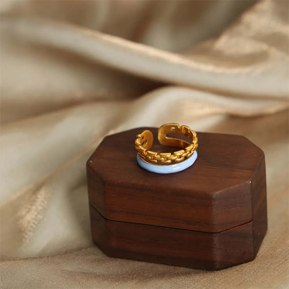 Enamel 18K Gold-Plated Open Ring, image 3