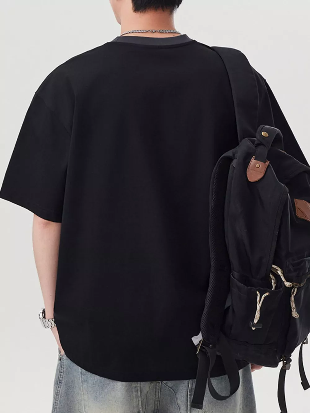 Men's Plus Size Round Neck Short Sleeve T-Shirt, image 4