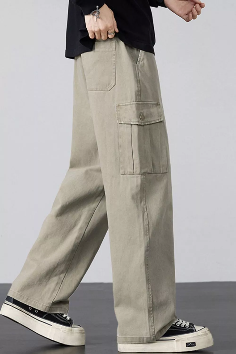 Men's Plus Size Drawstring Loose Fit Cargo Pants, image 9