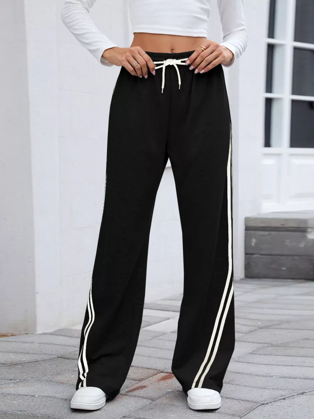 Side Striped Wide Leg Pants, image 8