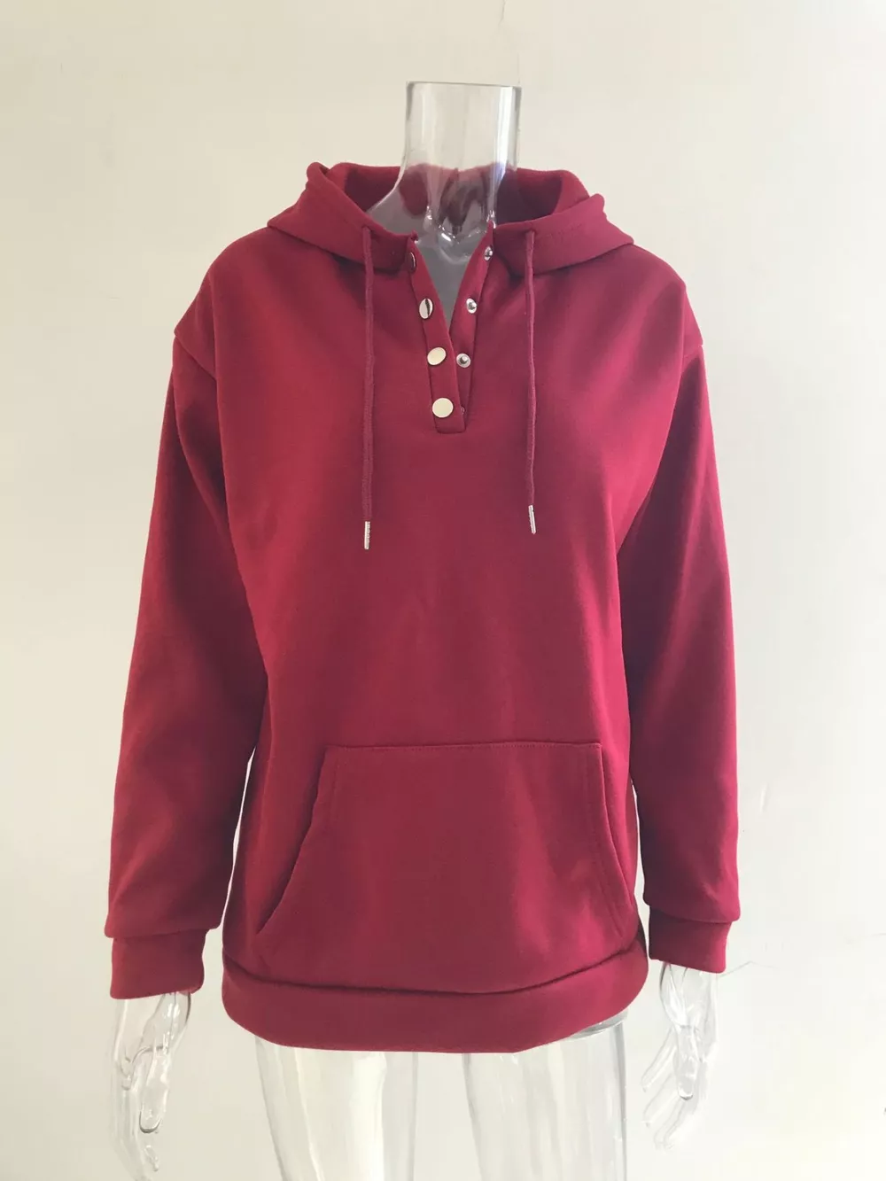 Full Size Kangaroo Pocket Drawstring Long Sleeve Hoodie Plus Size, image 8
