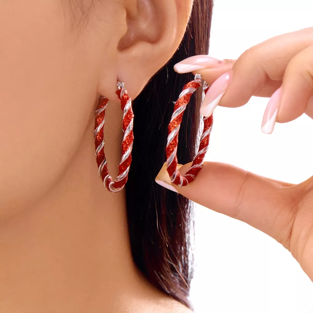 Christmas Twisted Hoop Earrings, image 3