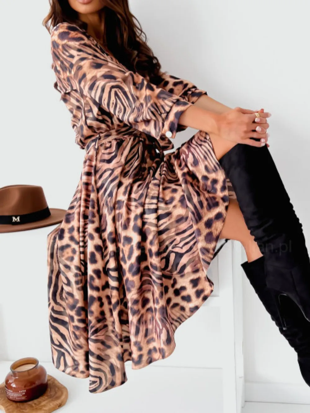 Printed Tie Waist Midi Dress, image 23