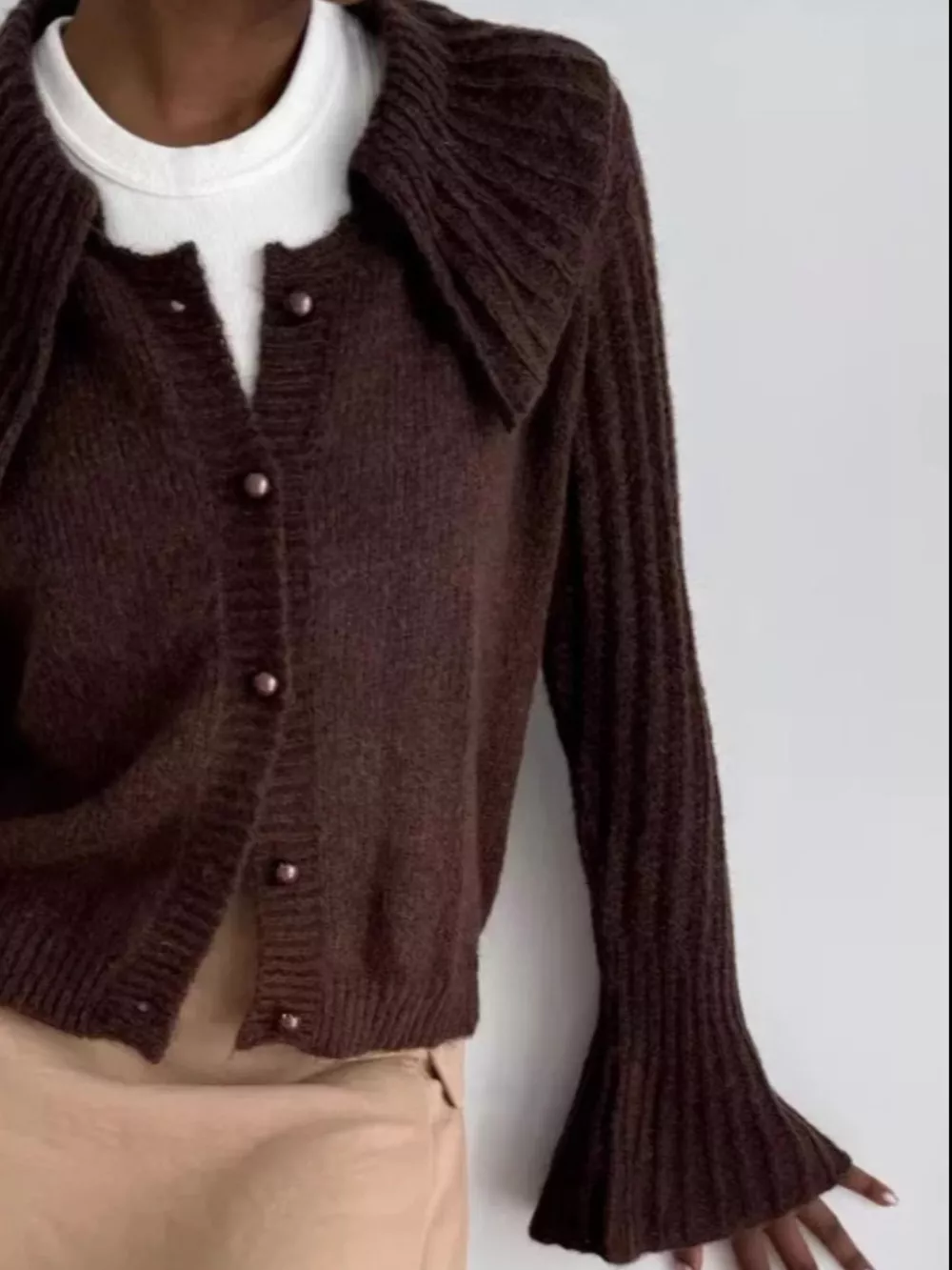 Button Up Flare Sleeve Cardigan, image 6