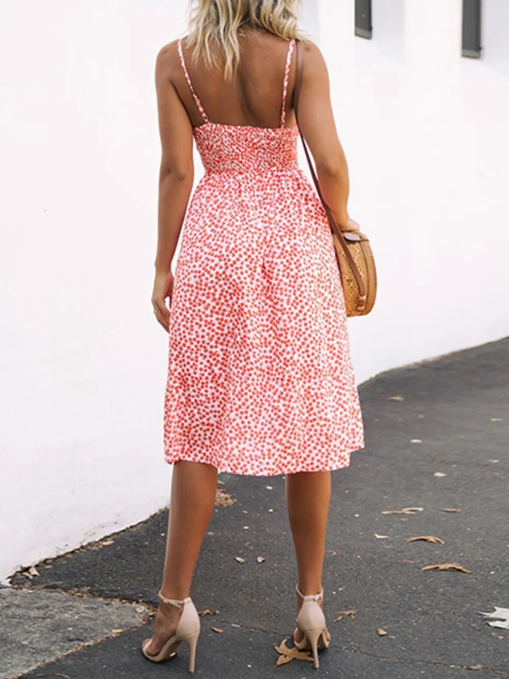 Cutout Smocked Sweetheart Neck Cami Dress, image 24