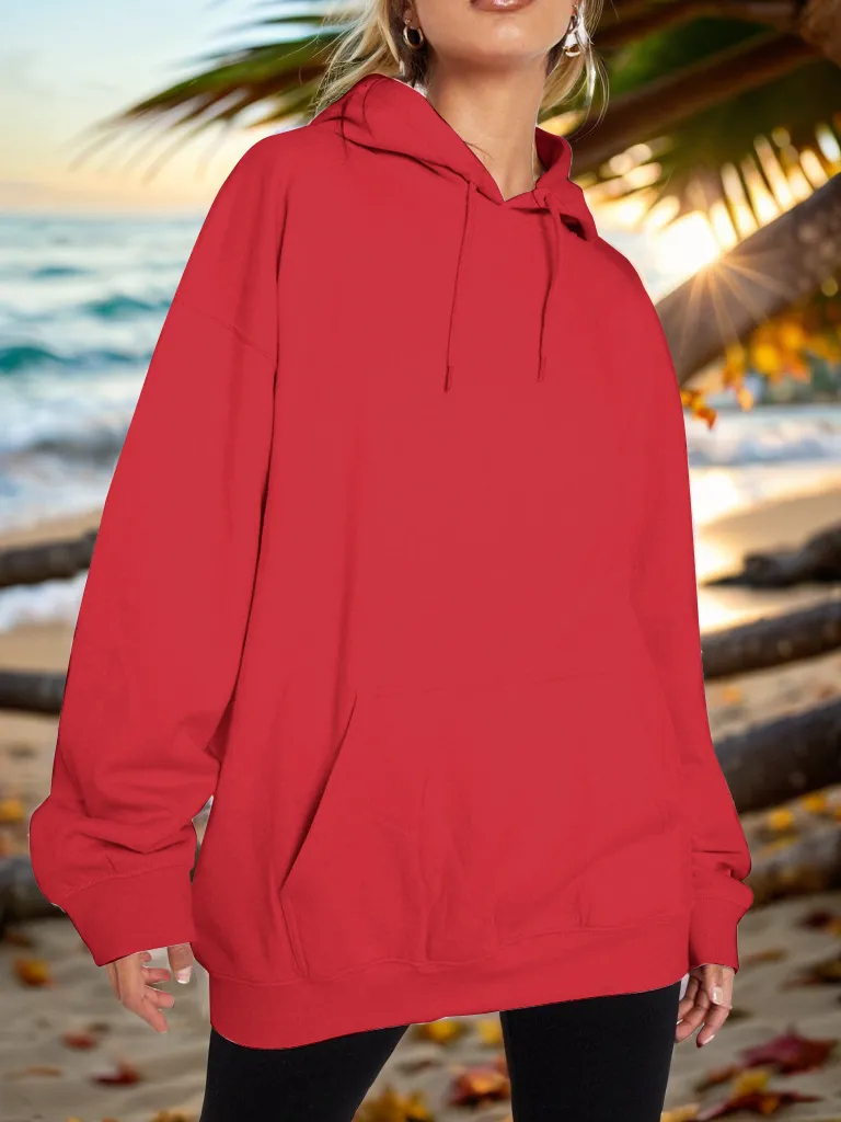 Drawstring Dropped Shoulder Hoodie, image 11