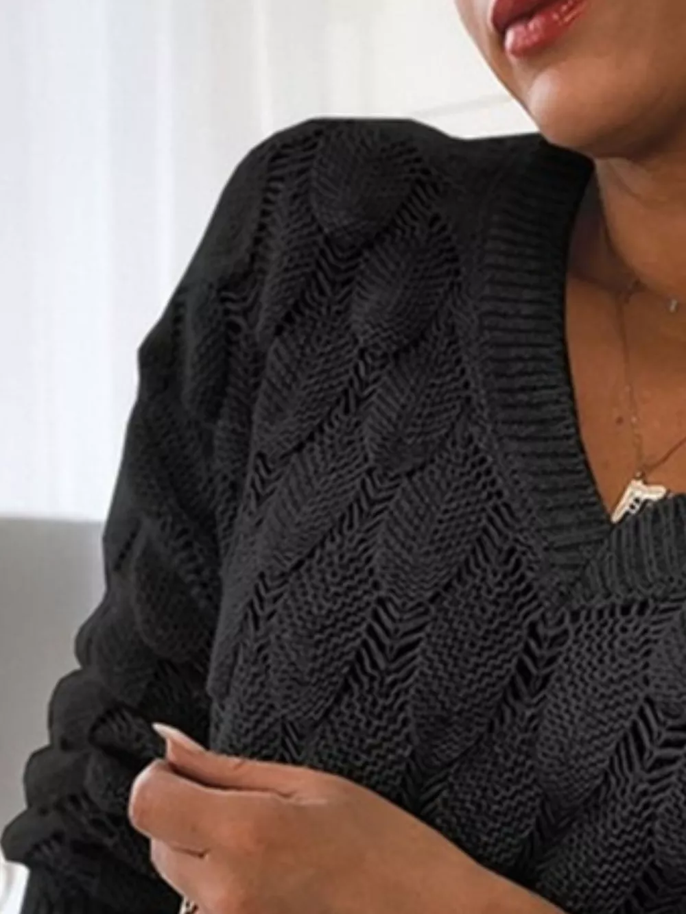 V-Neck Knitted Sweater, image 3