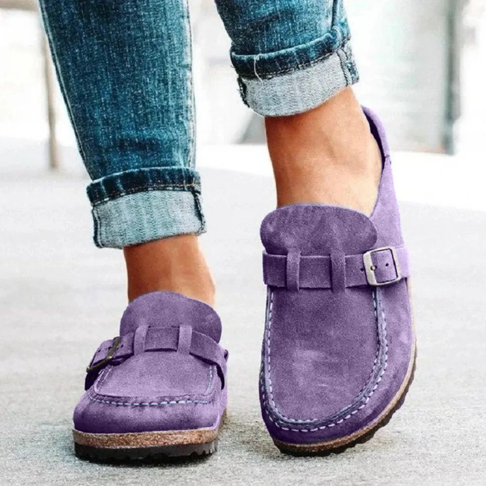 Round Toe Low Heel Buckle Loafers, image 4