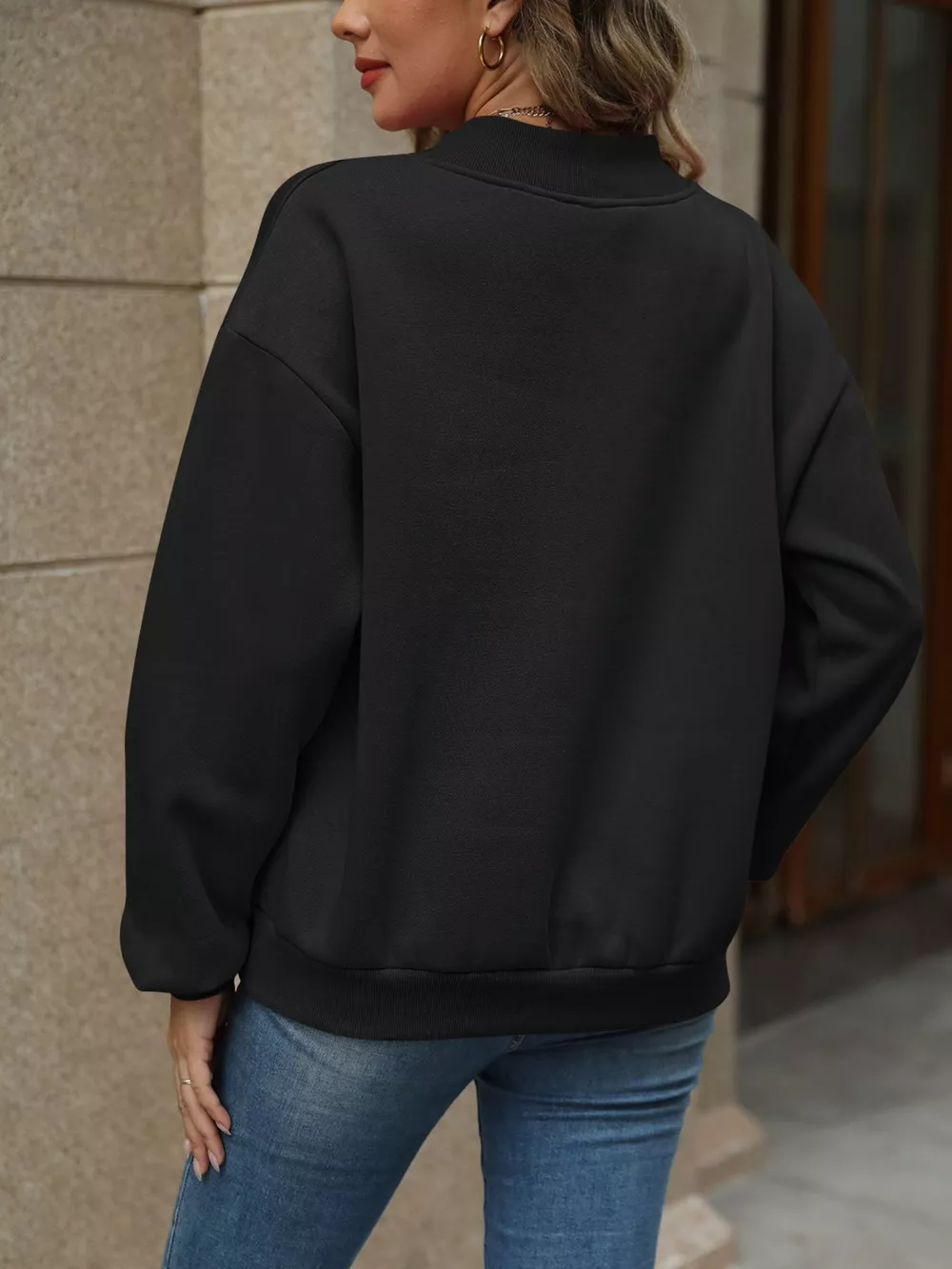 V-Neck Solid Color Casual Sweatshirt, image 10