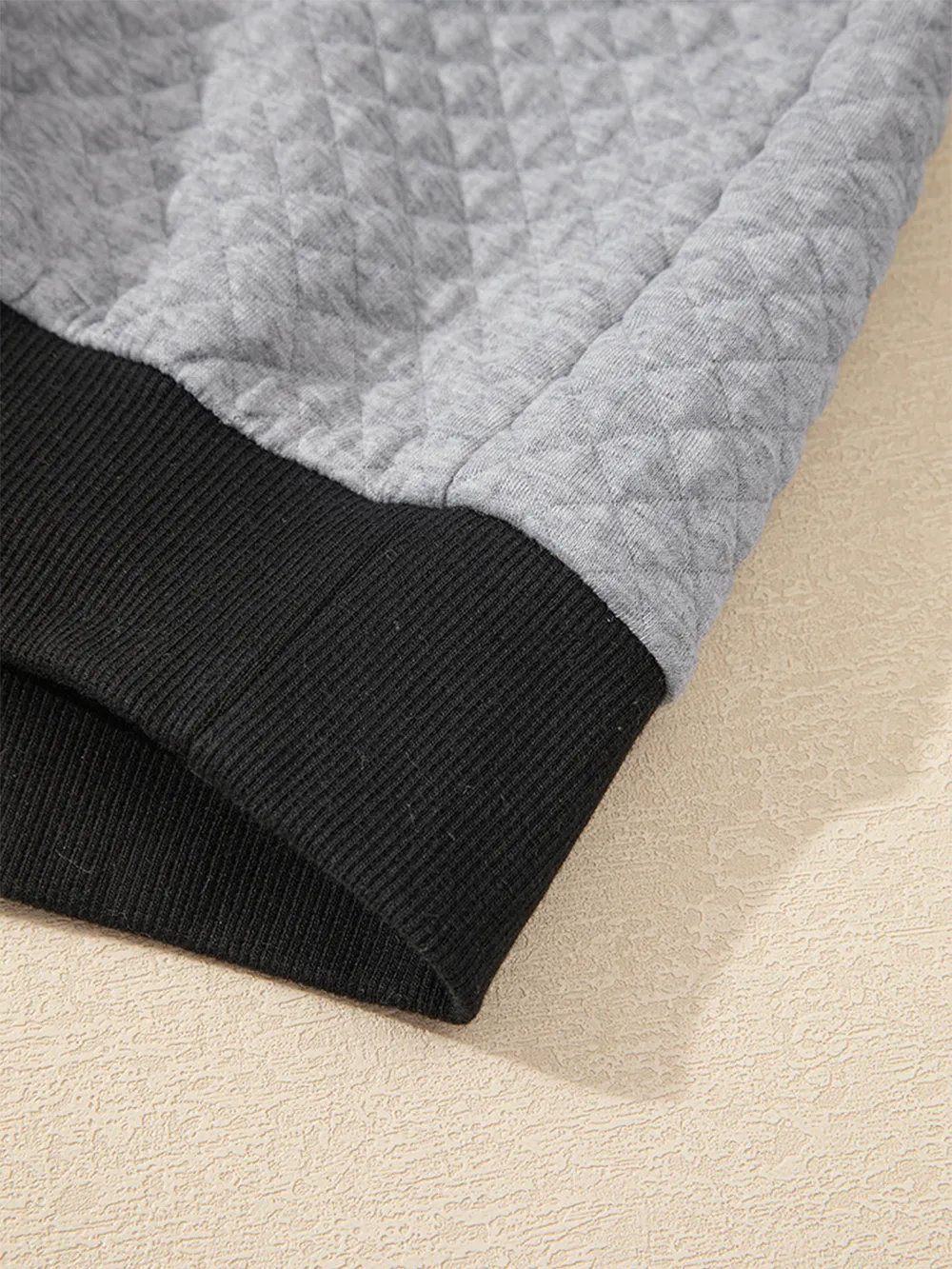 Texture Quarter Button Long Sleeve Sweatshirt, image 7