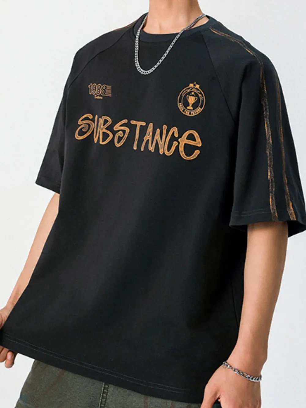 Men's Letter Round Neck Half Sleeve T-Shirt, image 3