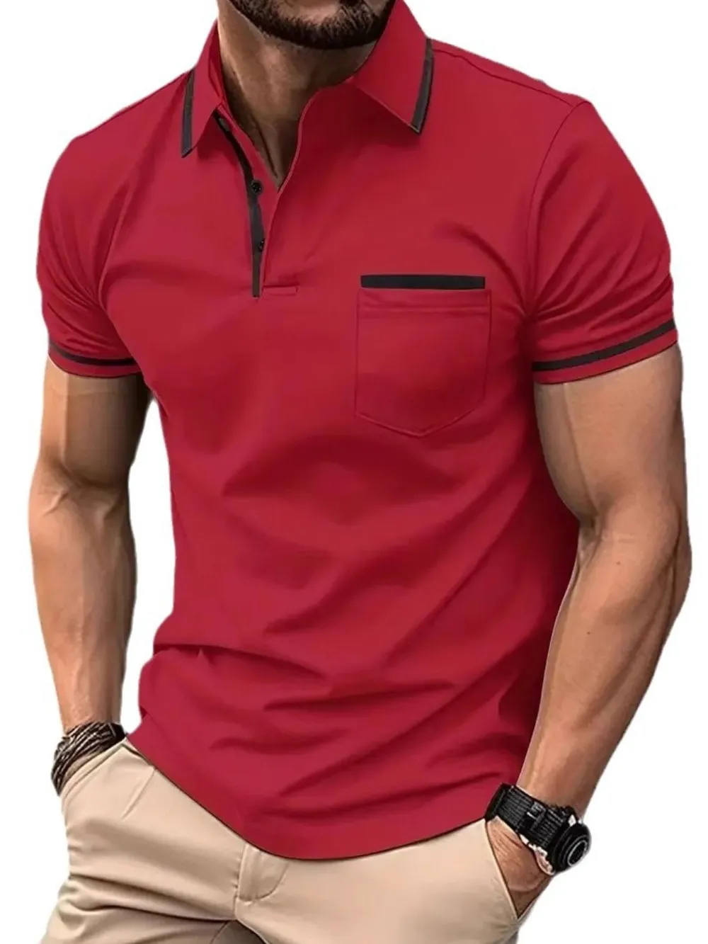 Men's Full Size Collared Neck Short Sleeve Polo Plus Size, image 12