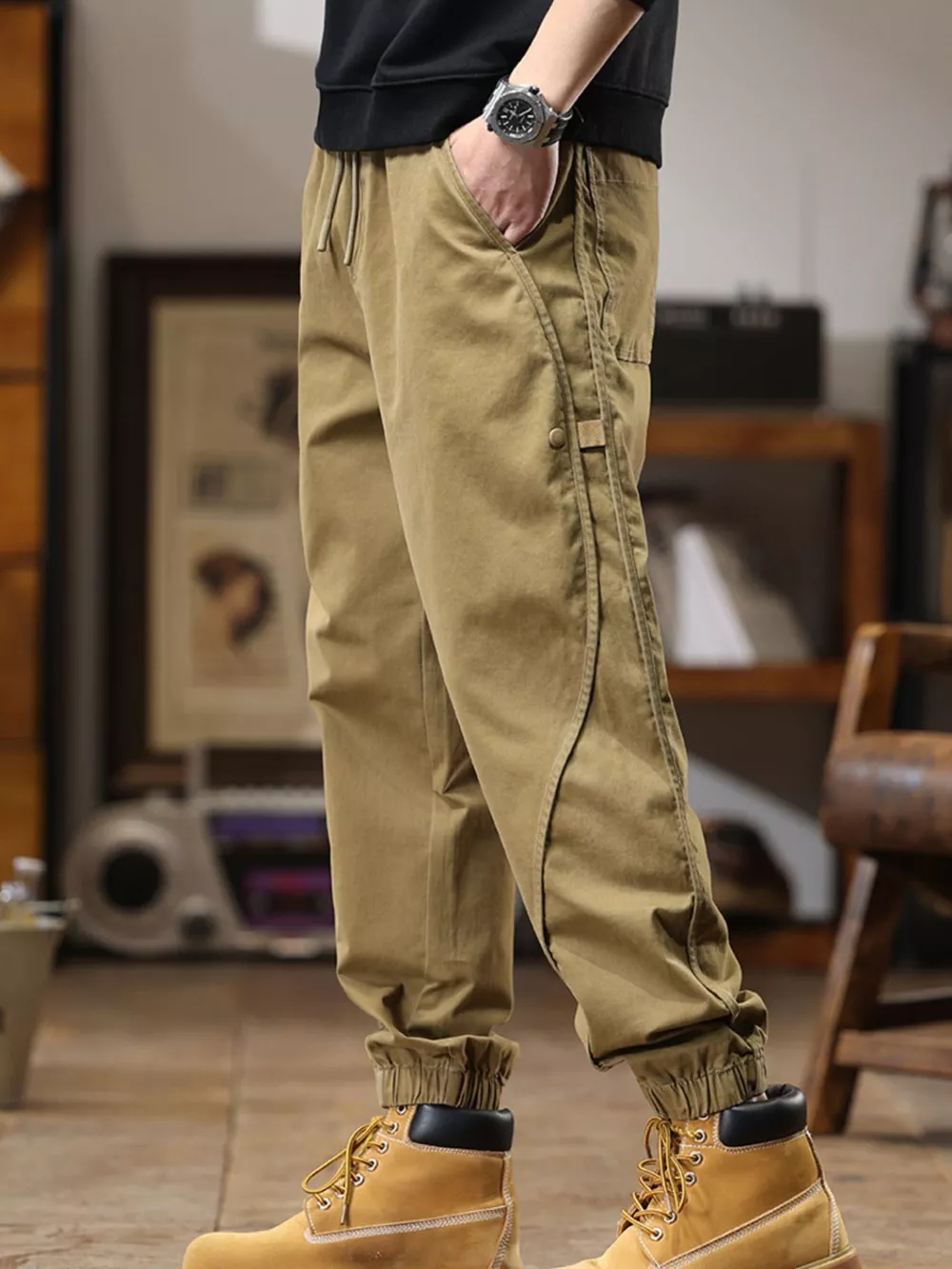 Men's Full Size Drawstring Jogger Pants with Elastic Cuffs Plus Size, image 4