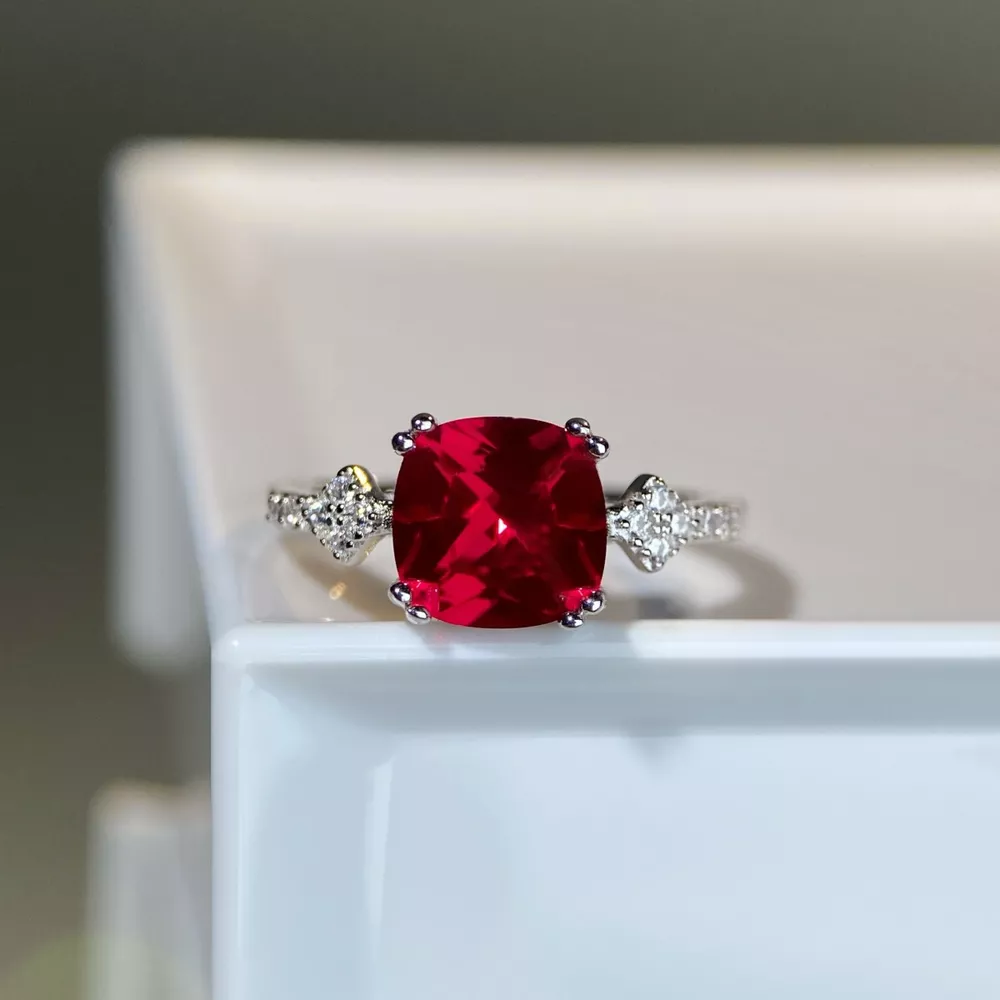 925 Sterling Silver Zircon Geometric Ring, image 8