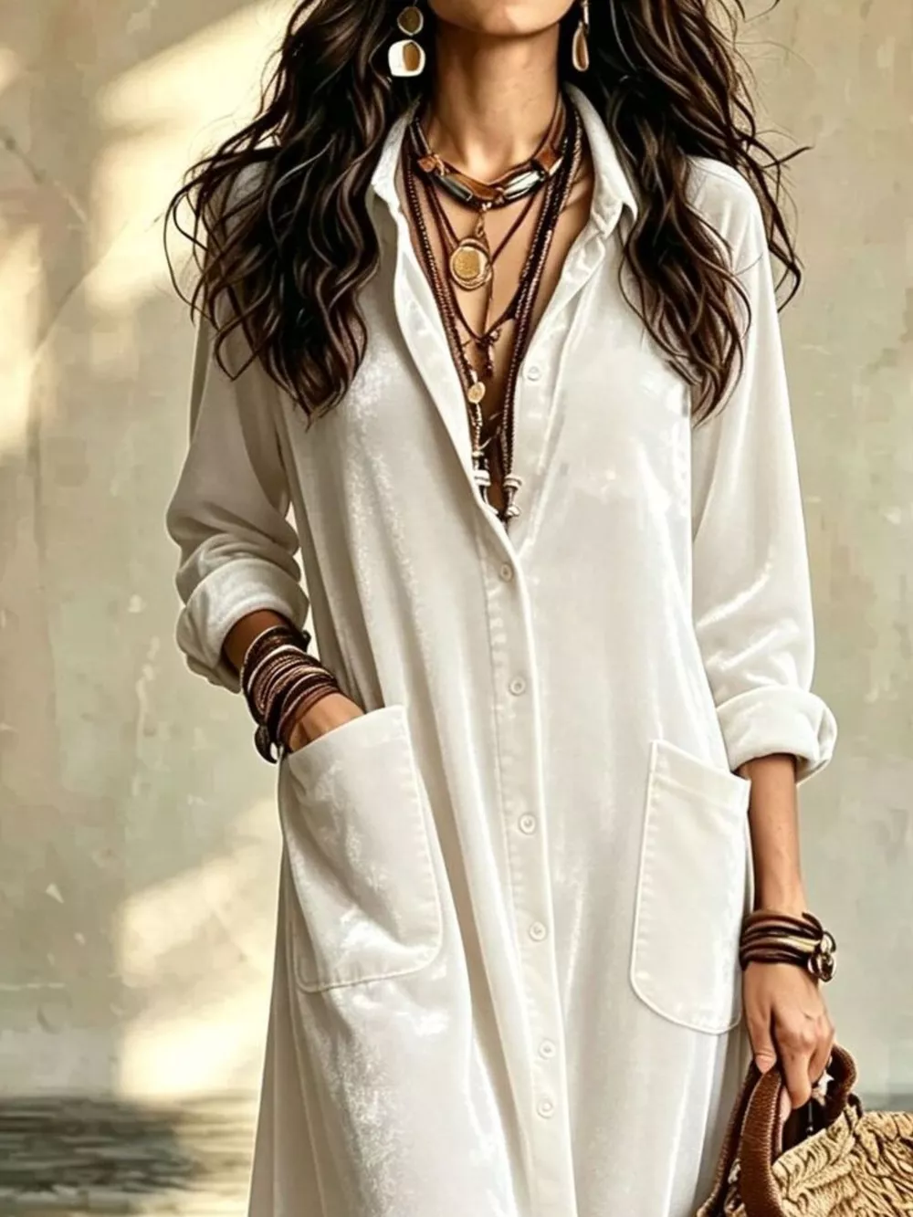Bohemian Velvet Button-Down Maxi Dress, image 5