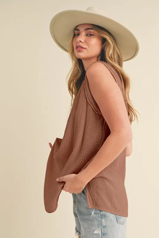 V-Neck Wide Strap Tank, image 3
