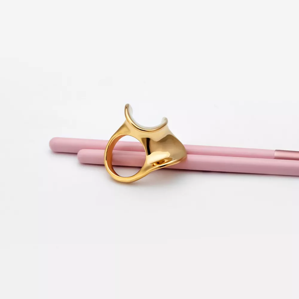 18K Gold-Plated Copper Geometric Sculptural Ring, image 3