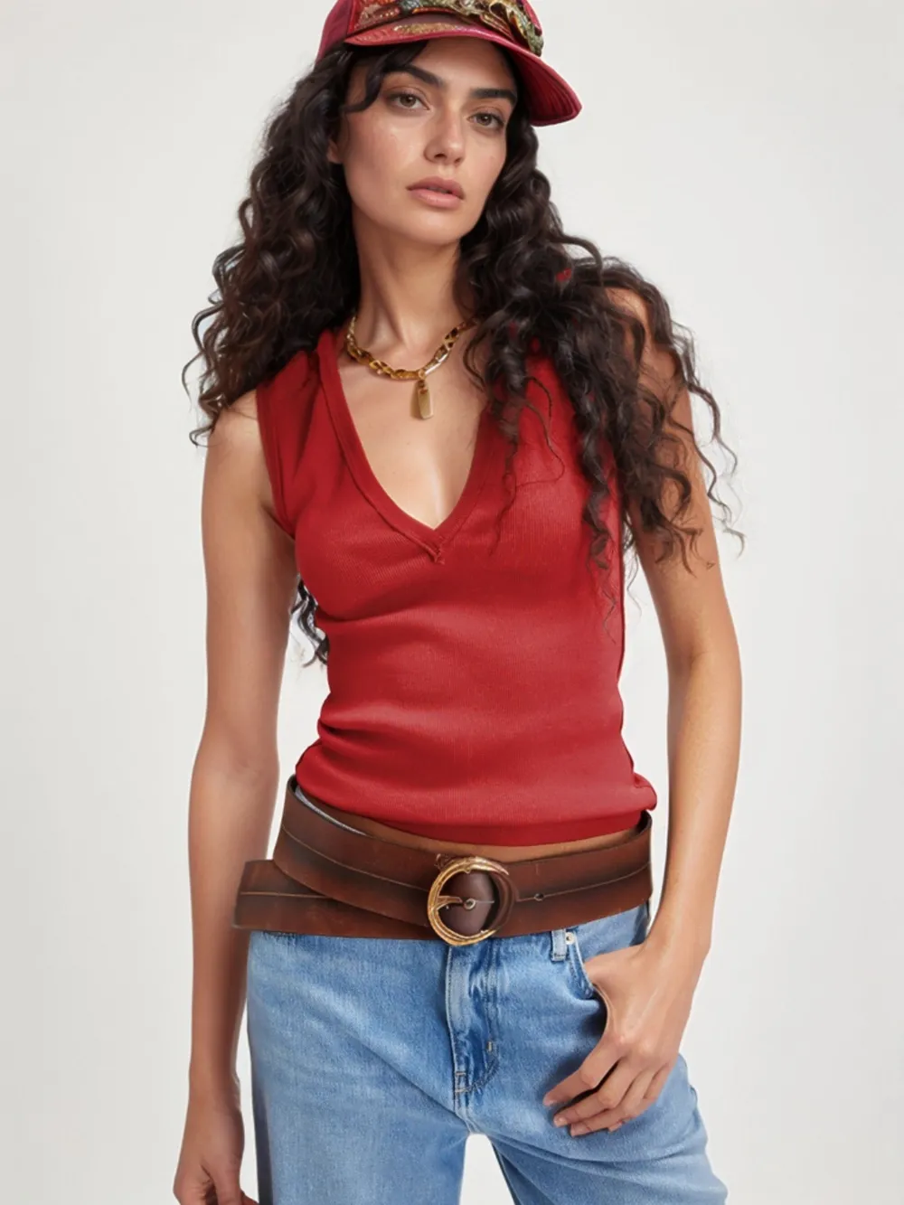Solid V-Neck Tank, image 2