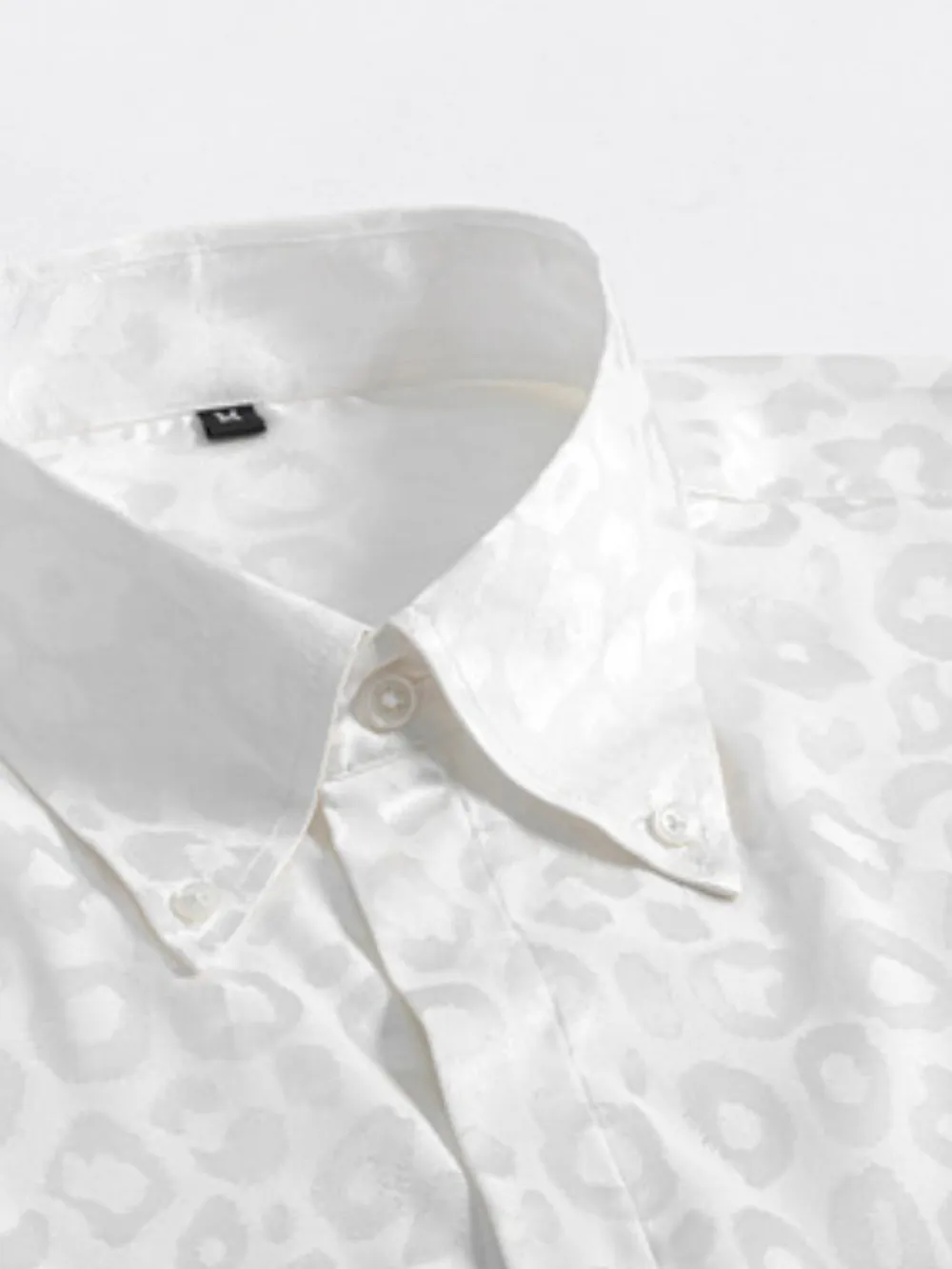 Men's Full Size Leopard Button Down Satin Shirt Plus Size, image 5