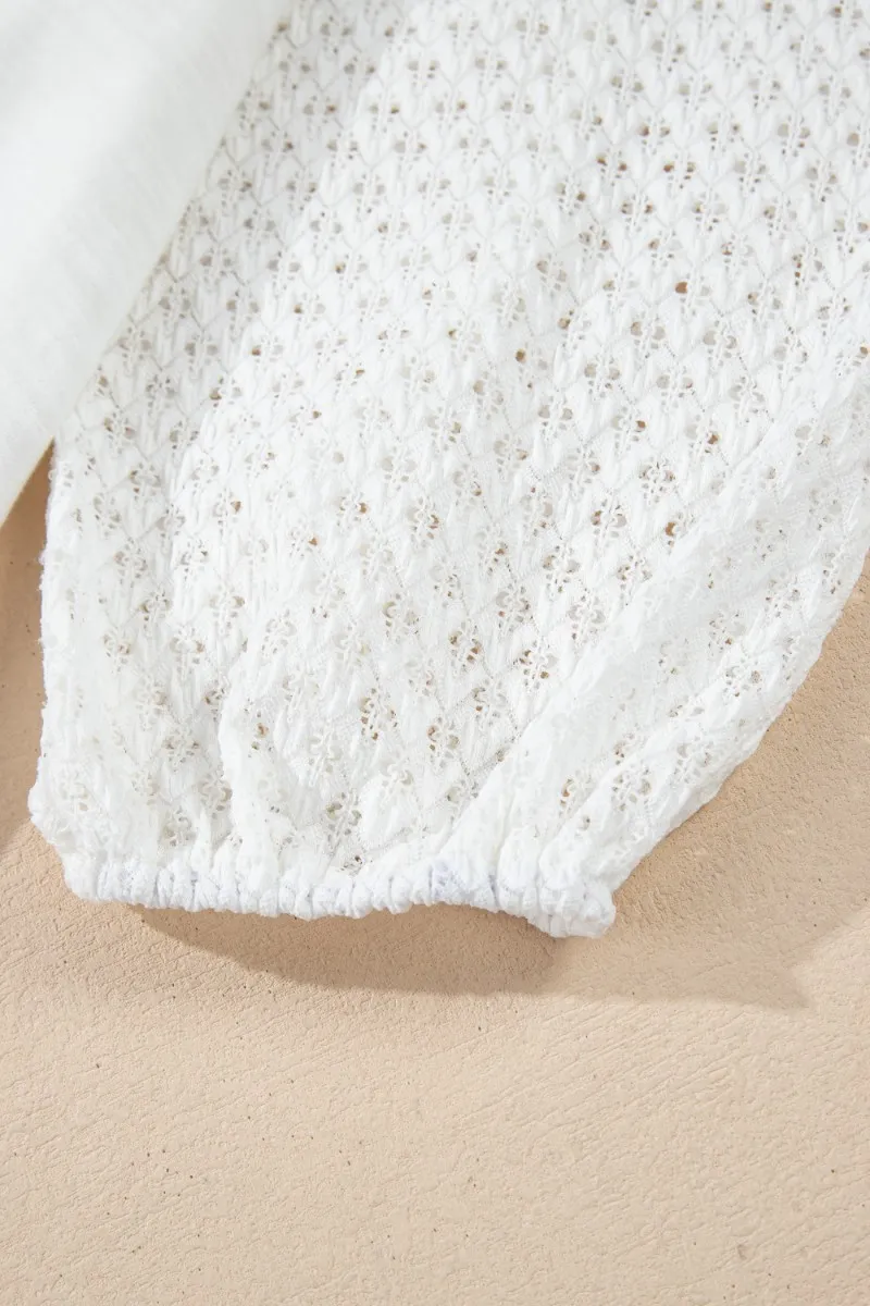 Openwork High Low Hem V Neck Oversized Top, image 4