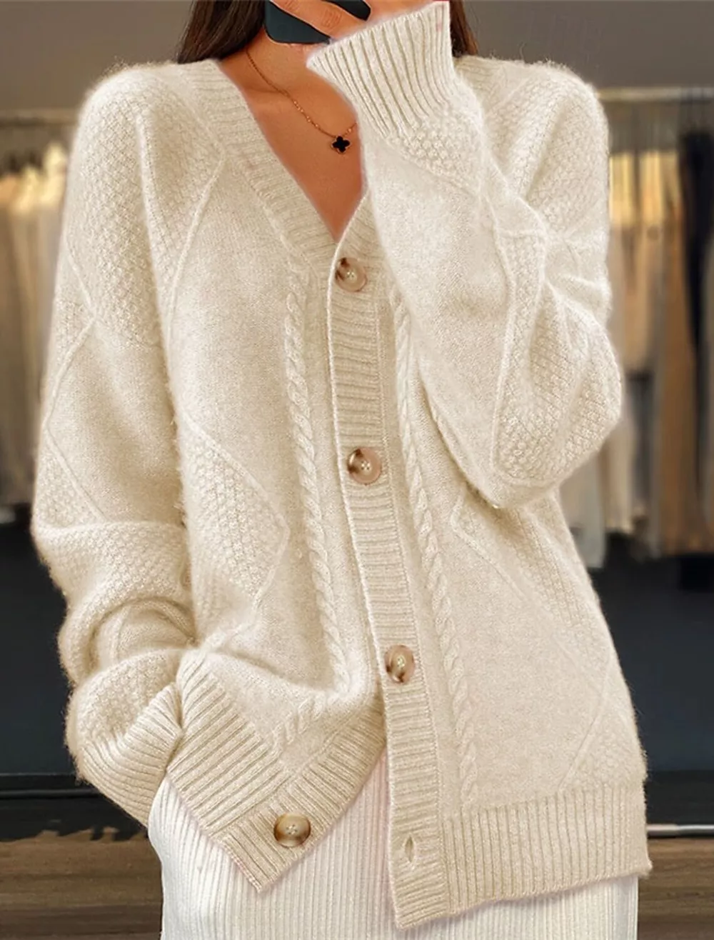 Full Size Textured Knit Button-Down Cardigan Plus Size