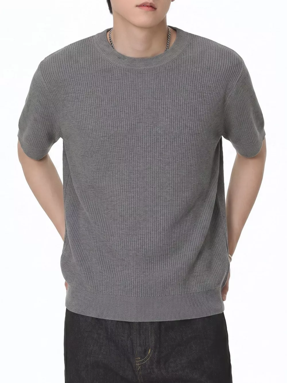 Men's Ribbed Knit Short Sleeve T-Shirt, image 14