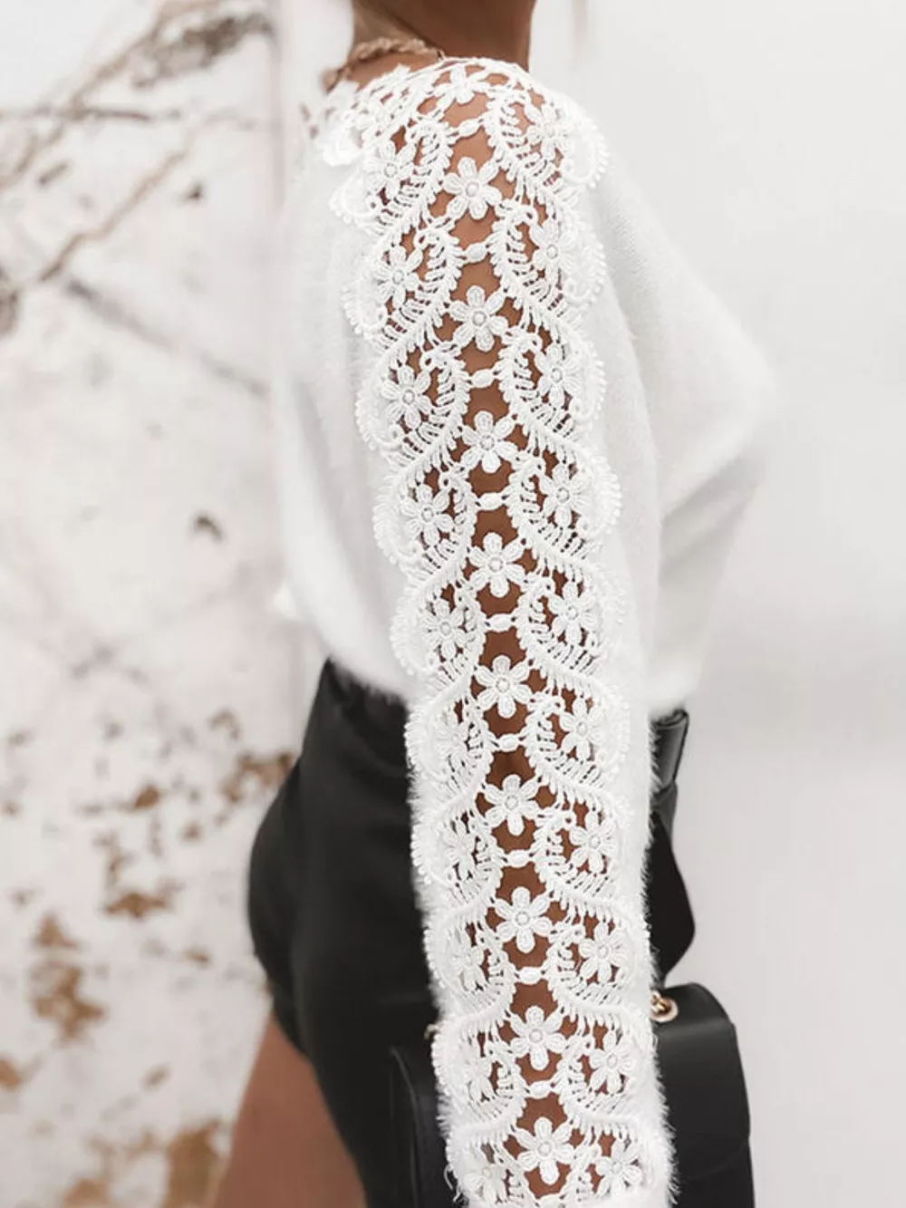 Lace Trim Long Sleeve Sweater, image 2