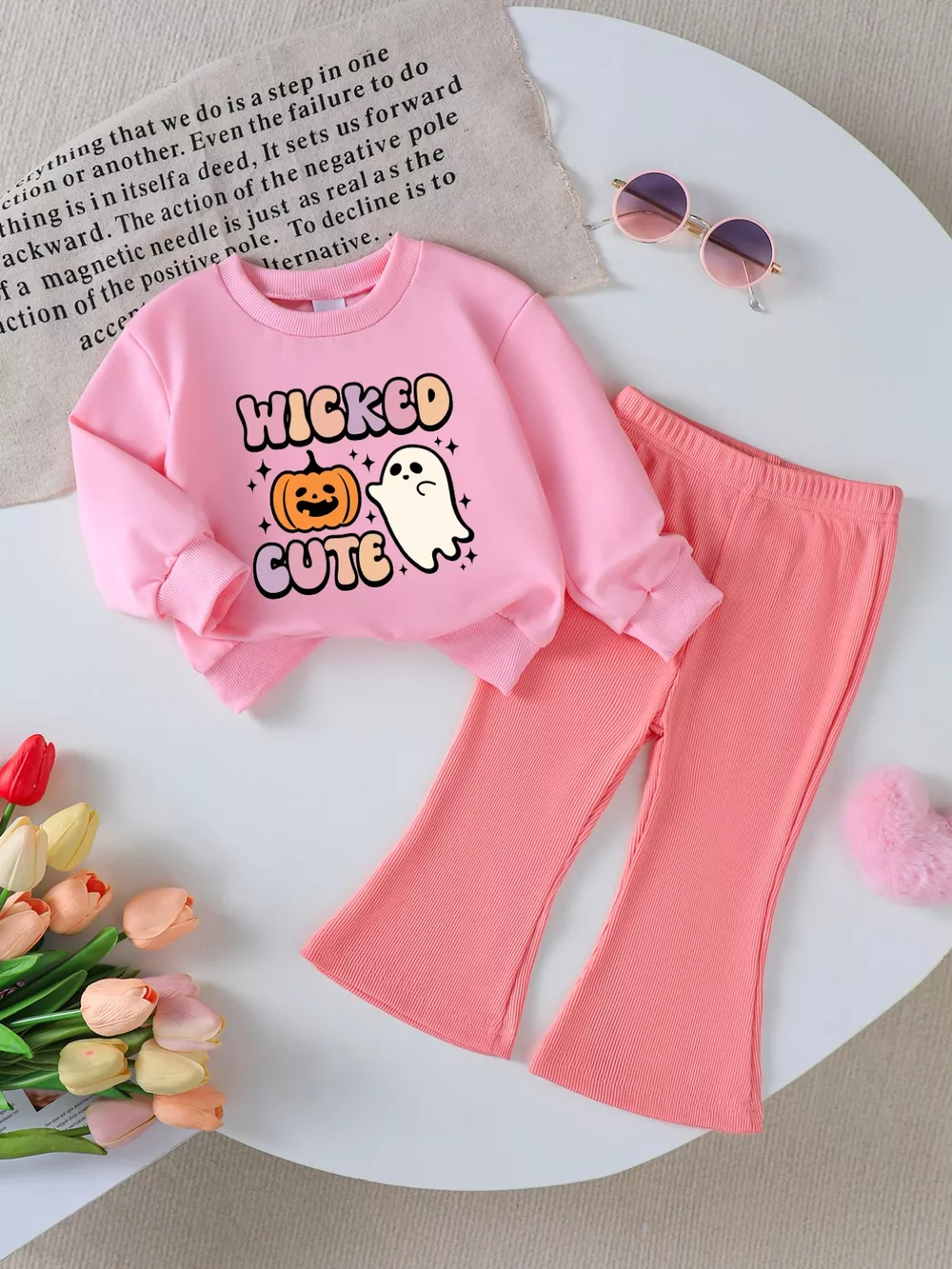 Children's Halloween Graphic Sweatshirt and Flare Pants Set, image 9