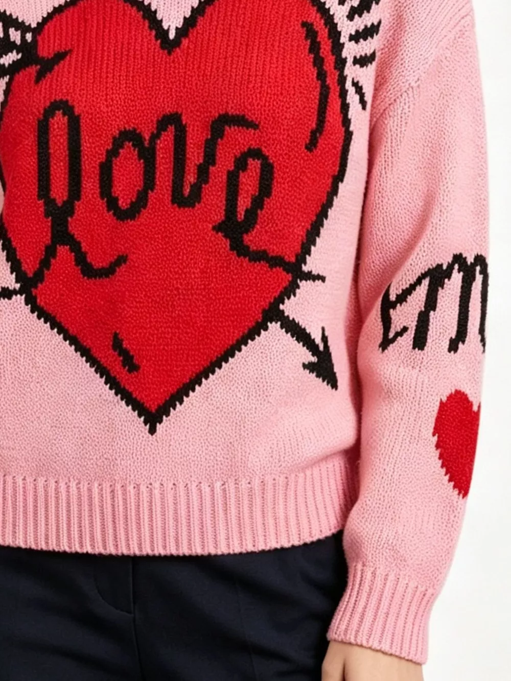Heart Round Neck Ribbed Sweater, image 12