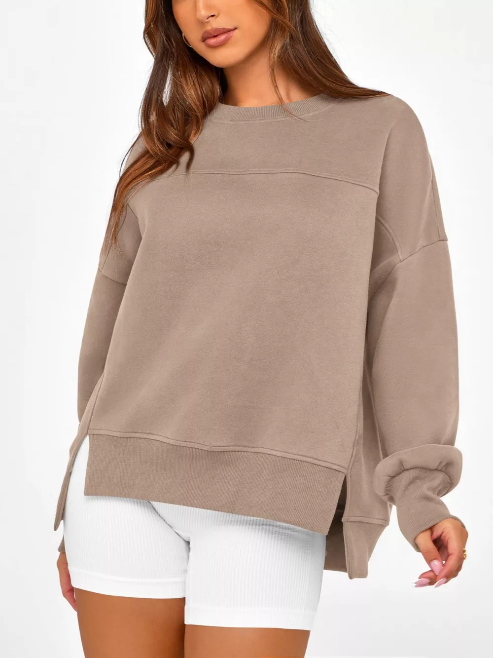 Casual Loose Side Slit Sweatshirt, image 25