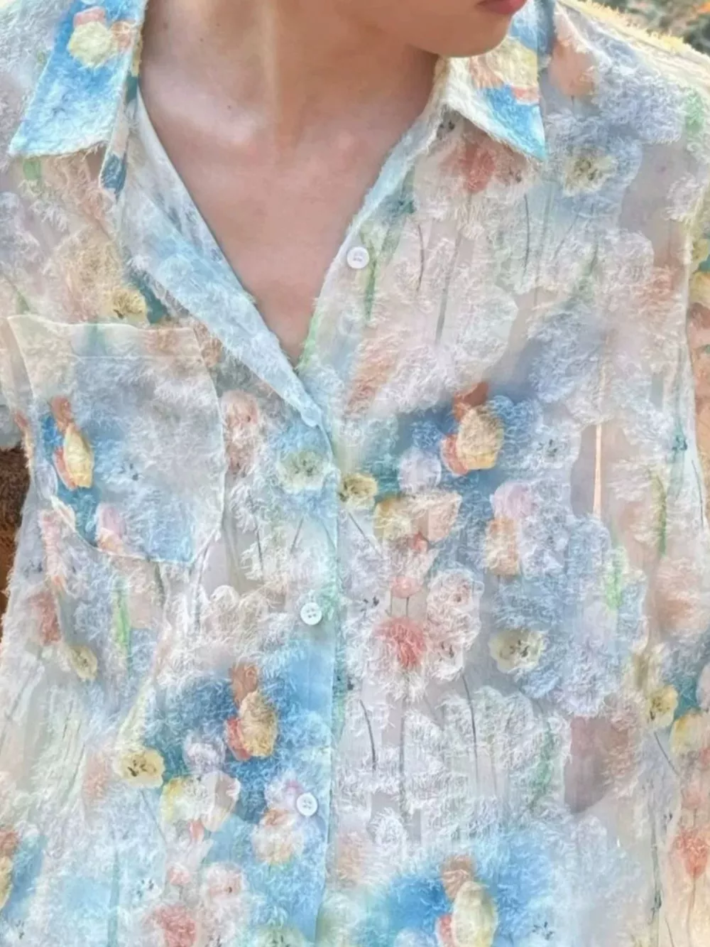Men's Abstract Floral Print Textured Shirt, image 3