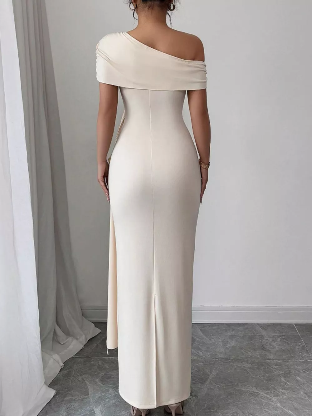 One-Shoulder Ruched Maxi Dress, image 2