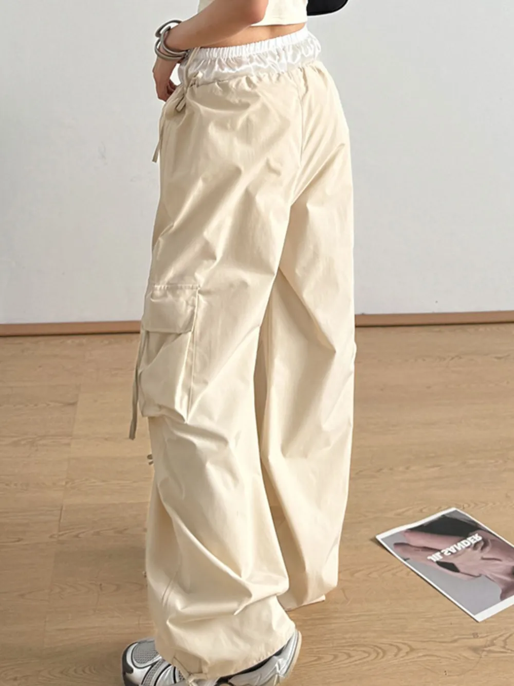Bow Elastic Waist Cargo Pants, image 8