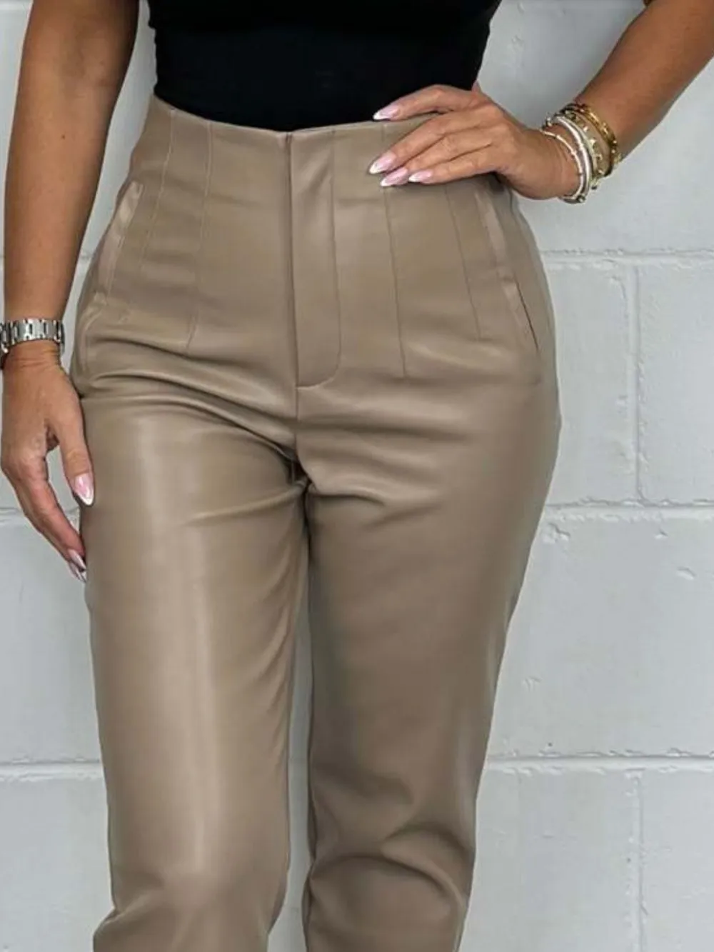 Full Size High Waist Straight Pants Plus Size, image 2