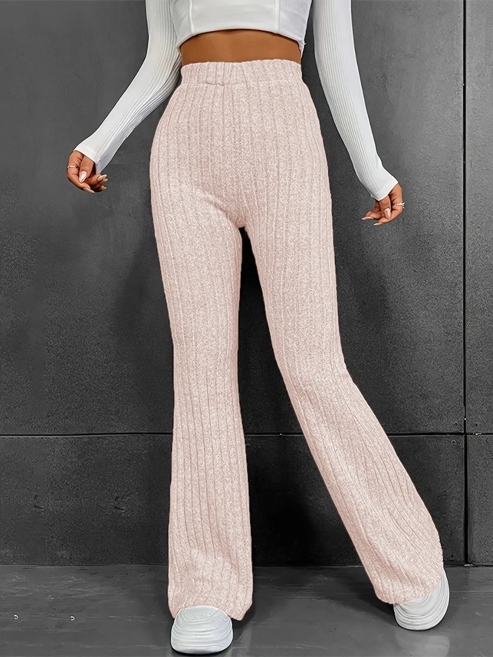 Ribbed High Waist Bootcut Pants, image 16