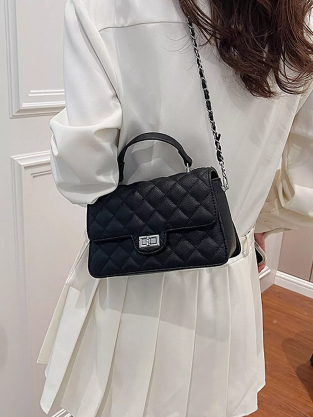 Quilted Chain Strap Crossbody Bag, image 11