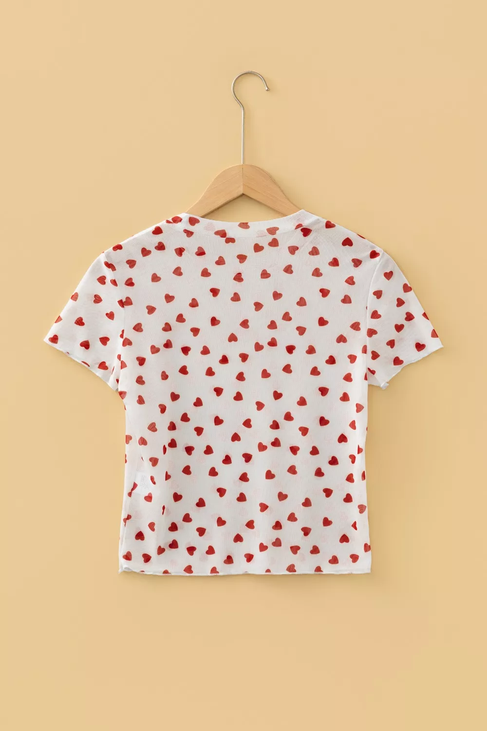 Sheer Heart Print Fitted Top, image 6