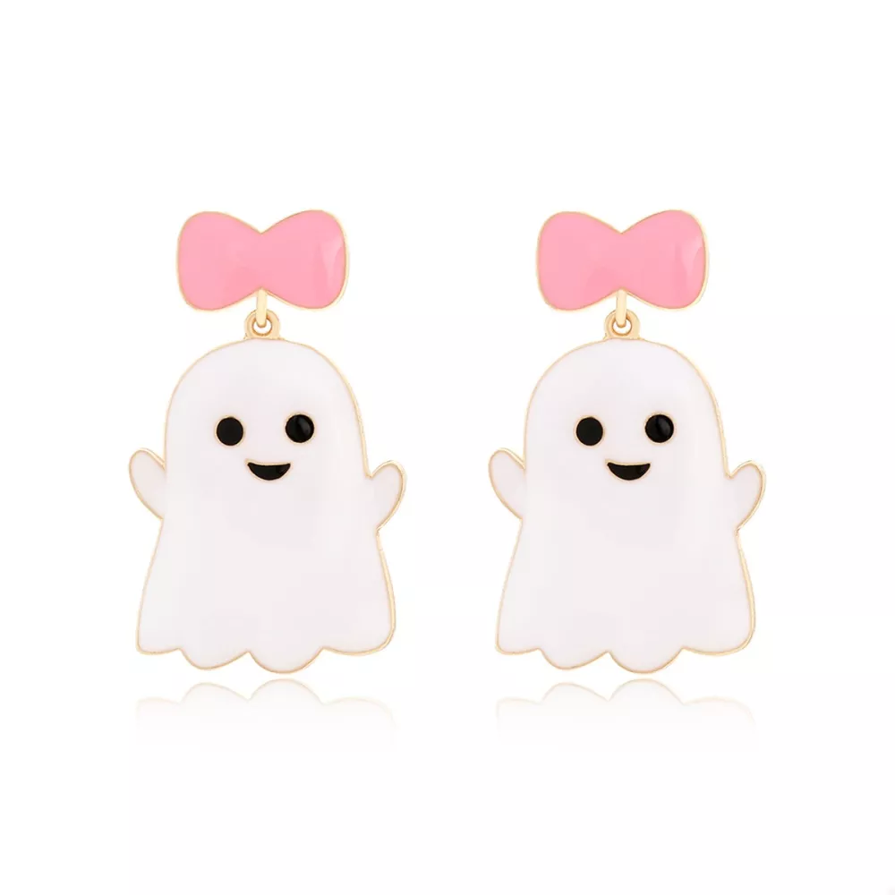 Halloween Ghost Dangle Earrings with Bow, image 3