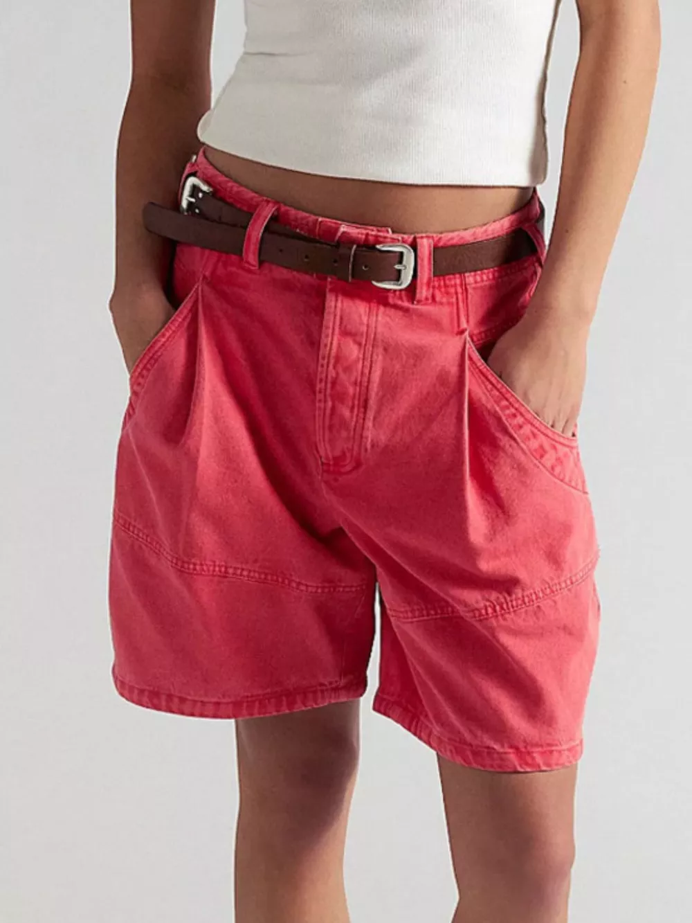 High-Waisted Denim Shorts, image 4