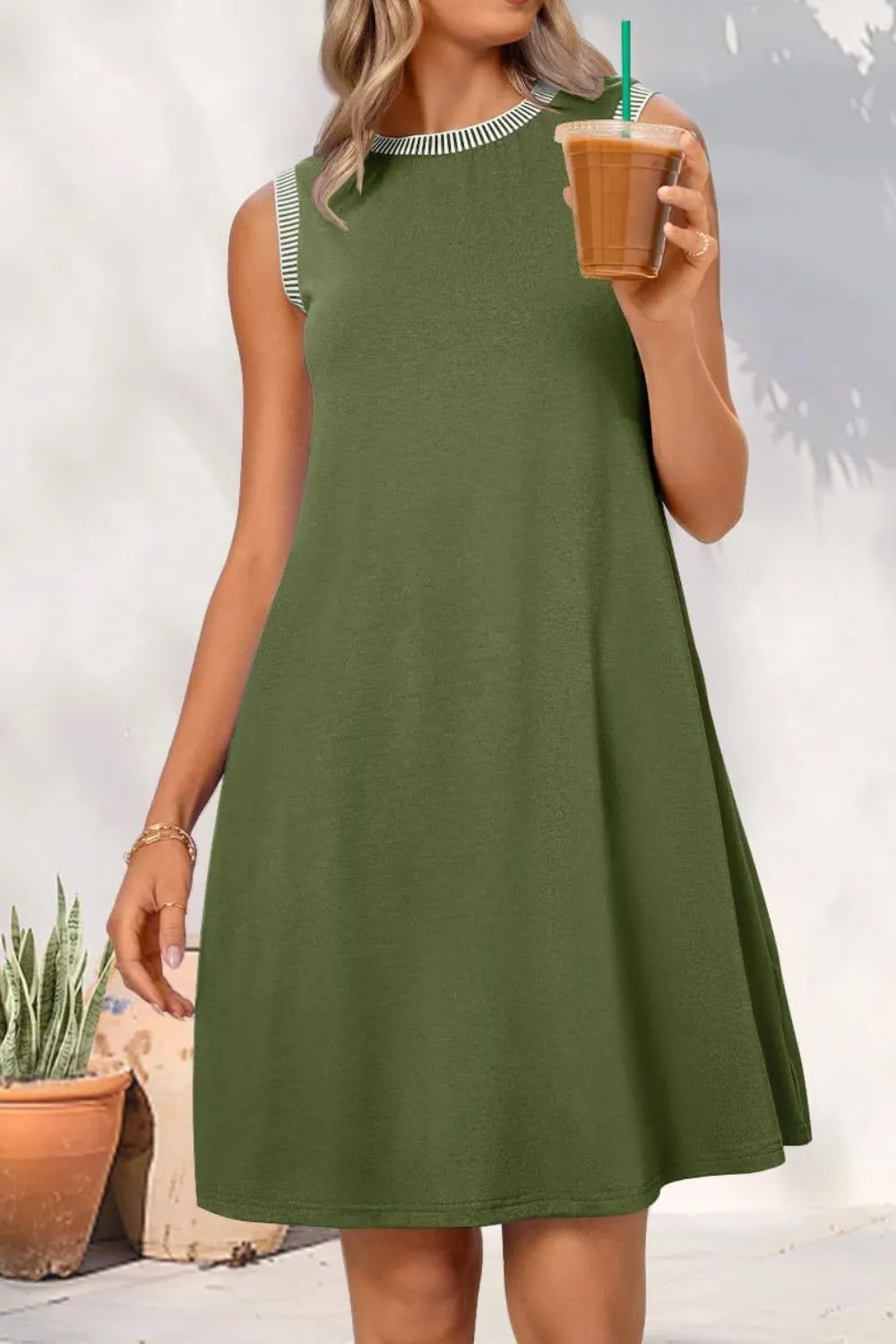 Round Neck Sleeveless Mini Tank Dress, image 7