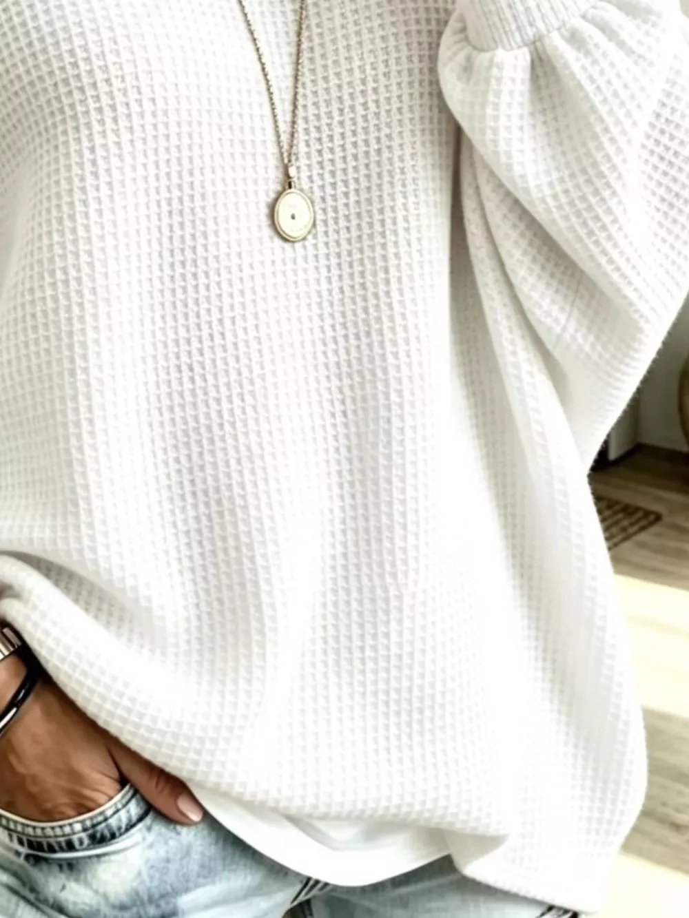 Full Size Waffle Knit Boat Neck Sweatshirt Plus Size, image 9
