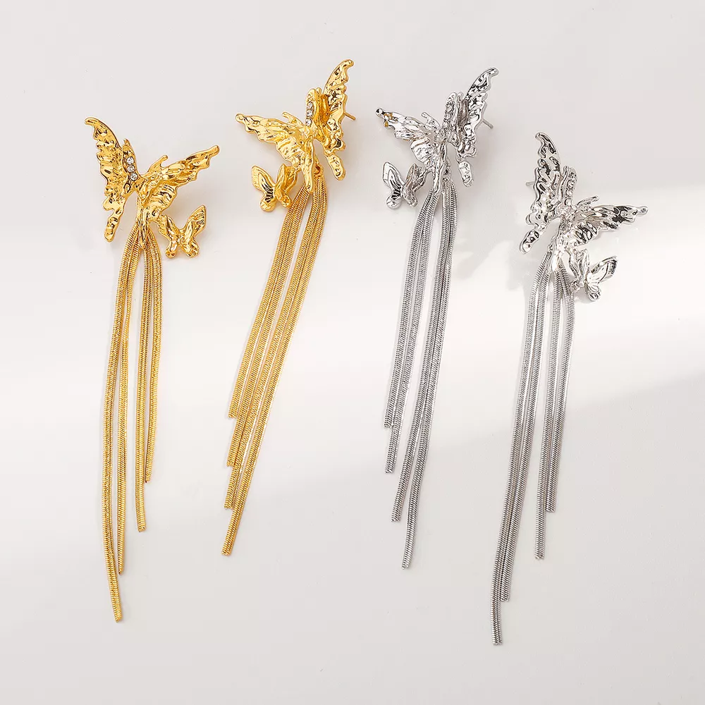 Butterfly Fringe Dangle Earrings, image 3